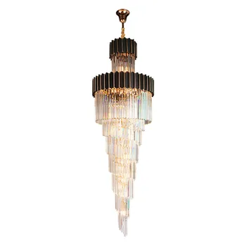 Moderné Nerezové Crystal Black Kolo, Oválne, Lustre, LED Luster Osvetlenie LED Lampa LED Svetlo Pre Foyer