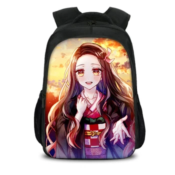 Roztomilý Bookbags Pre Deti Anime Školské Tašky Dievčatá 3D Démon Vrah Kimetsu Č Yaiba Tlač Školské Batohy Pre Dospievajúcich Chlapcov
