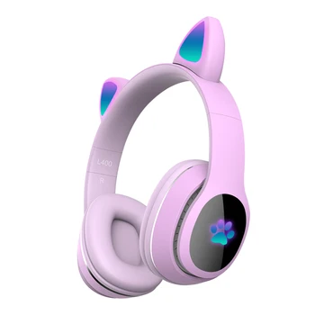 Bluetooth 5.0 Darček Bezdrôtový Herný Headset handsfree S LED Svetlom Mačka Ear Stereo Zvuk HIFI Hudby Roztomilé Řeřavý Prenosné
