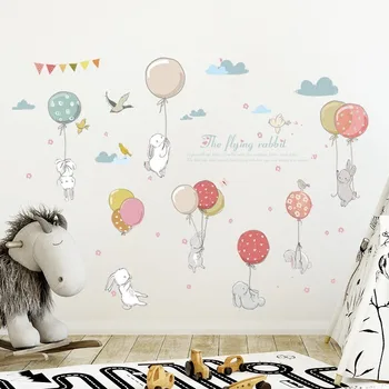 Cartoon teplovzdušný Balón Samolepky na Stenu Zvierat Deti Detská izba Detská Izba Dekorácie Stenu Eco-friendly Umenie Vinyl nástenné Maľby