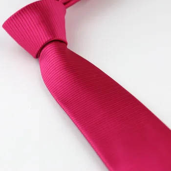Pánske Oblek väzby Nový Dizajn Ruža Červená Farbou horizontálne Pruhovaný Kravata Chudá Kravatu 7 cm Šaty Svadobné Košele Cravat Gravatas