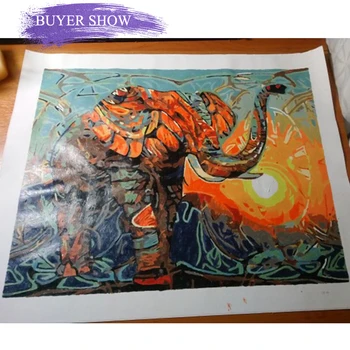 SDOYUNO Rám Abstraktné Slon DIY Maľovanie Podľa Čísel Zvieratá Akryl Farebnosť Podľa Čísel Jedinečný Darček Pre Domova 40x50cm