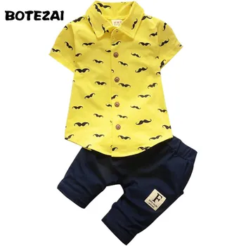 Baby Chlapci Oblečenie Sady Batoľa Krátky Rukáv Kolo Krku T-Tričko + Nohavice Oblečenie 2020 Detské Letné Bežné Cartoon Vzor Oblek