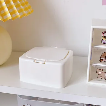 Kawaii Bielej Ploche Mini Plastové Písacie potreby Organizátor Malé Bavlnenou handričkou Washi Pásky, Samolepky Úložný Box s Liddust-dôkaz Box