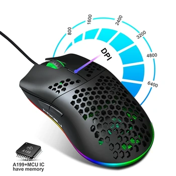 J900 Káblové pripojenie Hernej Myši 6400DPI Programovateľné Hernej Myši Hráč Myší RGB Drôtová Myš pre Notebook