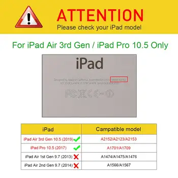 Tablet Case For iPad Vzduchu 3 10.5 2019 Smart Cover Trifold Stojan Mäkké Späť 3. Generácie pre iPad Pro 10.5 2017 ochranný plášť