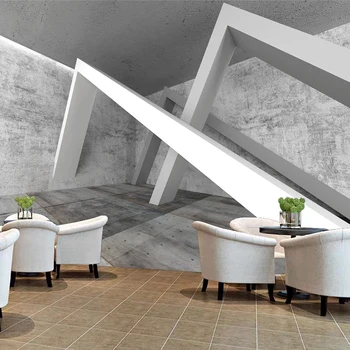 Vlastné Foto Tapety Na Steny, Šedý Cement Stene Budovy 3D Abstraktný Priestor Pozadí Obývacia Izba Gauč Spálňa Tapety nástenná maľba