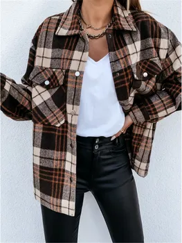 Prehoz Bunda Singel Svojim Zase Dole Golier Fashion Tričko Bunda Na Jeseň Voľné Bežné Vintage Kabát Ženy