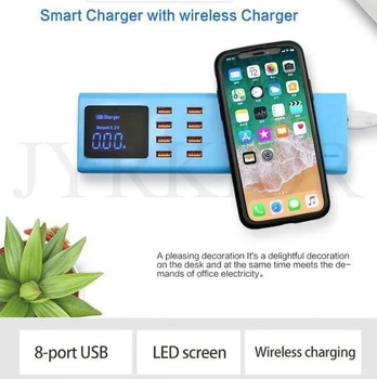 Jyrkior SS-309WD LED Displej Inteligentný Bezdrôtovú Nabíjačku S 8 Port Smart USB Nabíjačka Pre iPhone Samsung iPad, Tablet Huawei