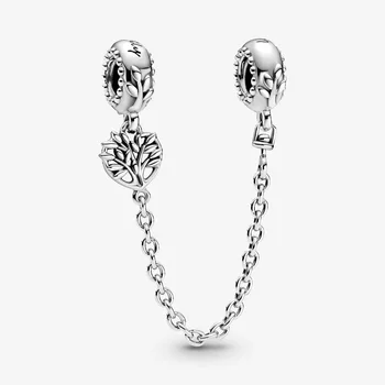 Klasické 2021 Nové 925 Sterling Silver Korálky Srdce Rodinného Stromu Bezpečnosti Reťazca Charms Fit Pôvodné Pandora Náramok Ženy DIY Šperky