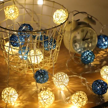 120 cm/150 cm 10 LED Ratanové Gule Svetlo String Víla Dovolenku Garland Vonkajšie Vianočné Party Dekorácie Gerlyanda USB/Batérie JQ