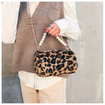 Jom Tokoy Malé Ženy Taška Módne Kabelky Leopard tlač Mini Plyšové Taška cez Rameno Ženy Messenger Taška 2019 Nové Predaj 2204