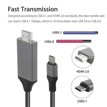 Kábel HDMI Typu C, USB-C, HDMI, HDTV 4K Kábel Pre Samsung pre Galaxy Note 8 9 S10+ Plus Rozbočovač USB Typu C, HDMI Dropshipping
