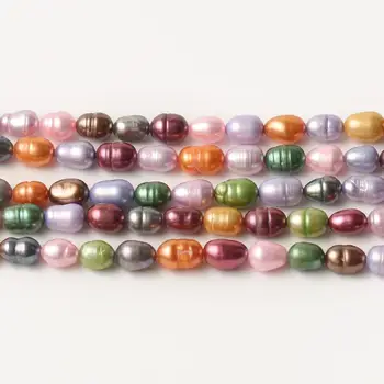 Prírodné Sladkovodné perly umelo Pestované Perly 5-6mm Ryža Tvar Multicolor Voľné Pearl pre Šperky, Takže DIY Náramky Strand 15inch