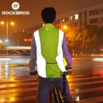 ROCKBROS Cyklistické Bicykel bez Rukávov Reflexné Bunda Športové Koleso Bicykla Vietor Kabát Bezpečnosti Fluorescencie Bicykli Priedušná Jersey