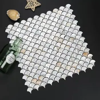 2 mm Hrúbky Ryby Rozsahu Shell Mozaiku Dlaždíc, Prírodnej Bielej perlete Mozaiky Stenu Backsplash Kúpeľni Dlaždice MOP19103