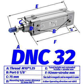 TOVAR typ DNC-40 DNC-32 DNC-50 Mŕtvica -25-40-50-80-100-125-160-200-225-250-275-320 -PPV-valec pneumatických komponentov