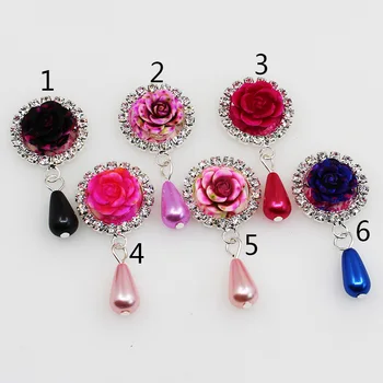 Móda 10pcs Živice Ruže Dekoratívne Oblečenie Pearl Tlačidlo Kovové Drahokamu Pozvanie Plavidlá Vlasy Kvet Centrum Scrapbooking