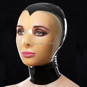 Nový sexy exotické bielizeň ručne čierne pozdĺžne s priehľadným tvár latexu, odsávače maska odsávače cekc zentai fetish späť zipp