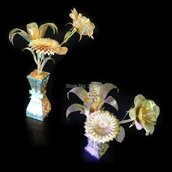 3D Kovov Puzzle Romantické Kvetinové Budovy Model Súpravy DIY Miniatúrne Laserové Rez Montáž Skladačka Vzdelávacie Hračky pre Deti a dospelých