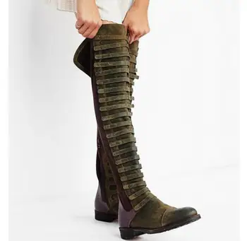 Stehná vysoké topánky ženy jeseň zimné topánky dámy retro faux kožené nad kolená, topánky plus veľkosť botas mujer chaussures femme