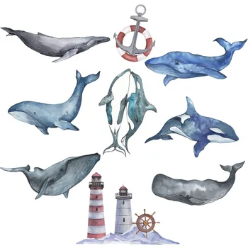 Veľryba Dolphin Zvieratá Samolepky na Stenu pre Deti izba Spálňa Eco-friendly Vinyl Kotvy Stenu Umenie DIY nástenné Maľby Domáce Dekorácie