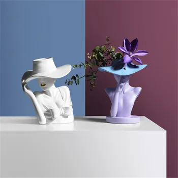 Kreatívne Nordic Živice Váza Umenie Ľudských Kvetináče Obývacia Izba Víno Kabinet Svetlo Luxusné Vázy Jednoduchý Kvet Usporiadanie Domova