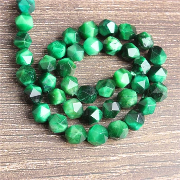 Lanli 8mm prirodzene zákrutách malé ploché Zelená tigrie oko kameň voľné korálky pre šperky DIY kameň náramky a náhrdelníky