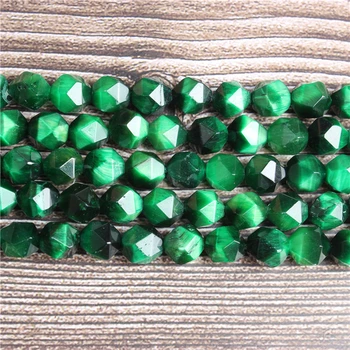Lanli 8mm prirodzene zákrutách malé ploché Zelená tigrie oko kameň voľné korálky pre šperky DIY kameň náramky a náhrdelníky