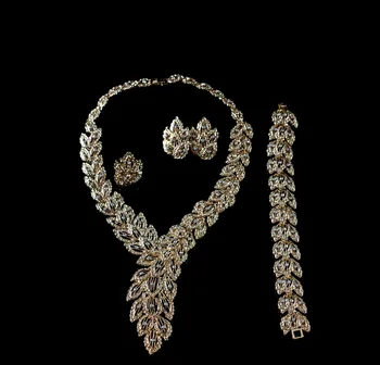 LAN PALÁC afriky šperky sady stálofarebné zlatá farba dámy krištáľové šperky náušnice, náhrdelník prsteň náramok doprava zadarmo