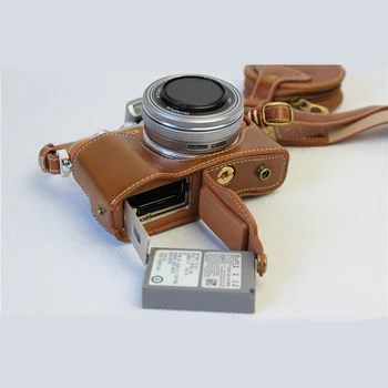 PU Kožené Fotoaparát Prípade Taška Kryt Puzdro Pre Olympus EPL8 E-PL8 14-42mm 40-150 mm objektív S Dnom Batérie Otvorenie