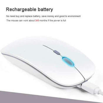 Bezdrôtová Myš USB Tichý Tlačidlo Ultra Tenký USB Optická Myš 1600 DPI Pre PC 2,4 GHz Prijímač Nabíjateľná Lítium-iónová Batéria