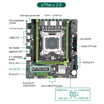 X79 m-s 2.0 chipset základnej dosky kombá E5 1620 Procesor 4pcs 4 GB 1333 = 16 GB ECC 10600 pamäte M-ATX nvme M. 2 SSD rozhranie