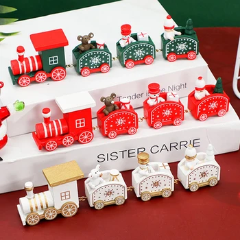 Drevené Vianočné Vlak Ozdoby Vianočné Dekorácie Pre Domov Santa Claus Dar, Hračky, Remeslá Tabuľka Deco Navidad Vianoce, Nový Rok 2021
