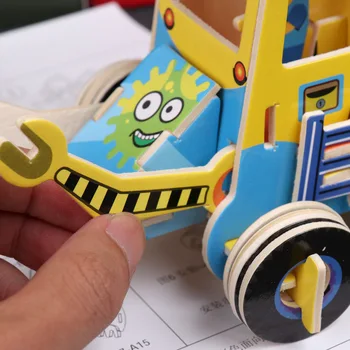 Drevené Inžinierstva Vozidla Raného Vzdelávania Diy Zmontované PUZZLE, Hračky 5 VZOROV