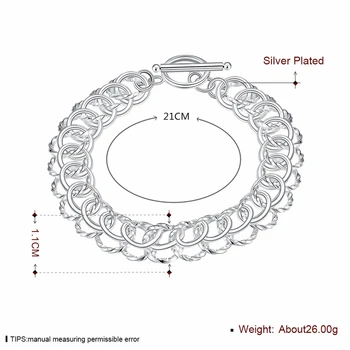 DOTEFFIL 925 Sterling Silver Kolo Kruhu Reťazca SZ Pracky Náramok Pre Ženy, Svadobné Šperky, Zásnubné Večierok