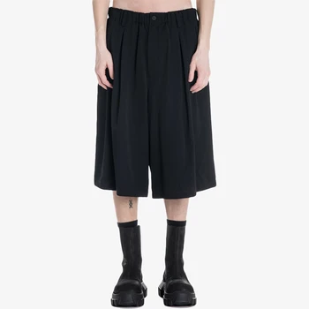 Black voľné ostrihané nohavice pánske jednoduchý Japonský retro avant-garde trendy široký-legged podkolienok rovné nohavice