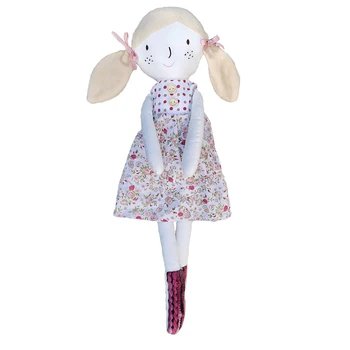 Mäkké Rag Doll s Vrkôčiky Vyšívané Tvár Vymeniteľné Kvetinové Šaty Prvý Baby Doll Ručne Plnené Dievča Bavlnenej látky Hračky
