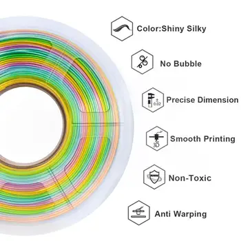 Hodváb CHKO Vlákna 1 kg Farebné Dúhy Hodvábna Textúra 1.75 mm Tolerancia +/-0.02 mm Žiadne Bubliny FDM 3D Tlačiarne Tlač Materiálov