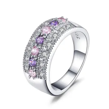 Luxusné 925 Sterling Silver Ring Ružový Kryštál Zirkón Krúžok Pre Ženy, Svadobné Šperky Darček