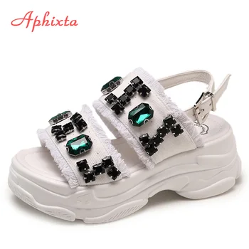 Aphixta Diamond Platformu Kliny Obuv Pre Ženy, Ženy, Sandále, Topánky Ženy Textílie Kamienkami Kryštály Gladiator Sandále Pre Dievča