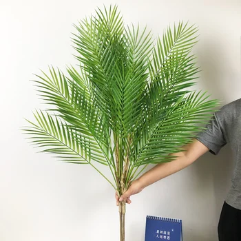 96 cm 13 Hlavy Umelá Tropická Palma Veľké Rastliny Listy Falošné Palm Leafs Plastové Monstera Lístie pre Office Dekorácie