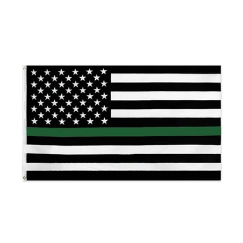 Americká Vlajka Polyester NÁS Vlajky Zelená Linka usa Polícia Vlajky 90*150cmUSA Banner Zástavky pod Vlajkou Spojených Štátov osadené priechodkami NN137