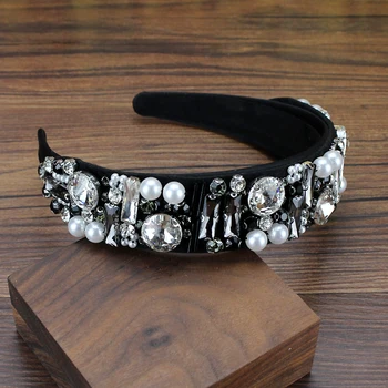 Elegantné Perly Ženám Headdress Crystal Drahokamu Barokový Hlavový Most Diamante Dizajnér Hairbands Luxusné Elegantné Vlasy, Šperky