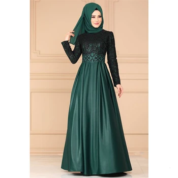 Moslimské Abaya Šaty Žena Vintage Islamské Oblečenie Elegantnej Čipky Skladaný Kaftan Dubaj Turecký Dlhý Rukáv Strany Večerné Šaty