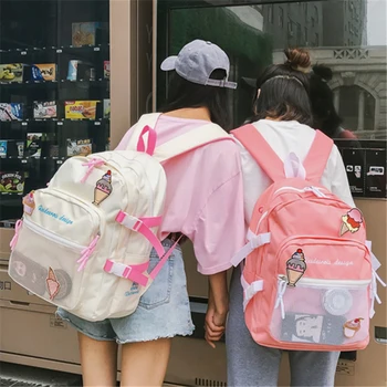 Roztomilý Ice cream Schoolbags Harajuku Módne Bežné Ulici kórejku Tašky Notebook Batoh Mochilas Plátno Batoh Cestovné Trend