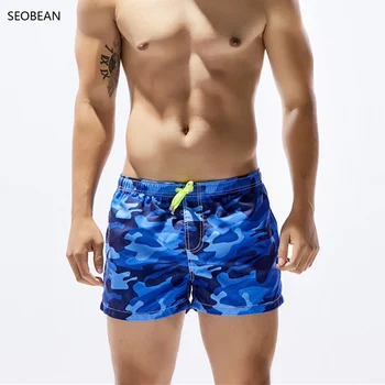 SD4 seobean modrá zelená kamufláž tlač beach krátke plavky mužov plávať batožinového priestoru boxer krátke rada stručný mužov plavky sunga, rýchle suché