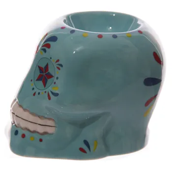 Deň Mŕtvych Lebky olejovými Tealight Držiteľ Vosk Granule Dia de los Muertos Gotický Keramické Mexickej Kvetinový Skull Candy