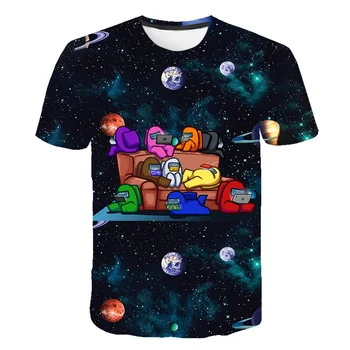 Nové 3D Medzi Nás Deti T-Shirt Tlač Dievčatá Zábavné Oblečenie Chlapci Kostým Deti 2021 Letné Topy Horúca Hra Deti Oblečenie, Detské Tričká