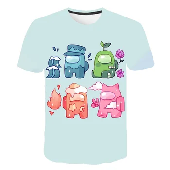 Nové 3D Medzi Nás Deti T-Shirt Tlač Dievčatá Zábavné Oblečenie Chlapci Kostým Deti 2021 Letné Topy Horúca Hra Deti Oblečenie, Detské Tričká